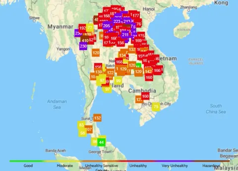 Wildfires in the north of Thailand affect the whole country