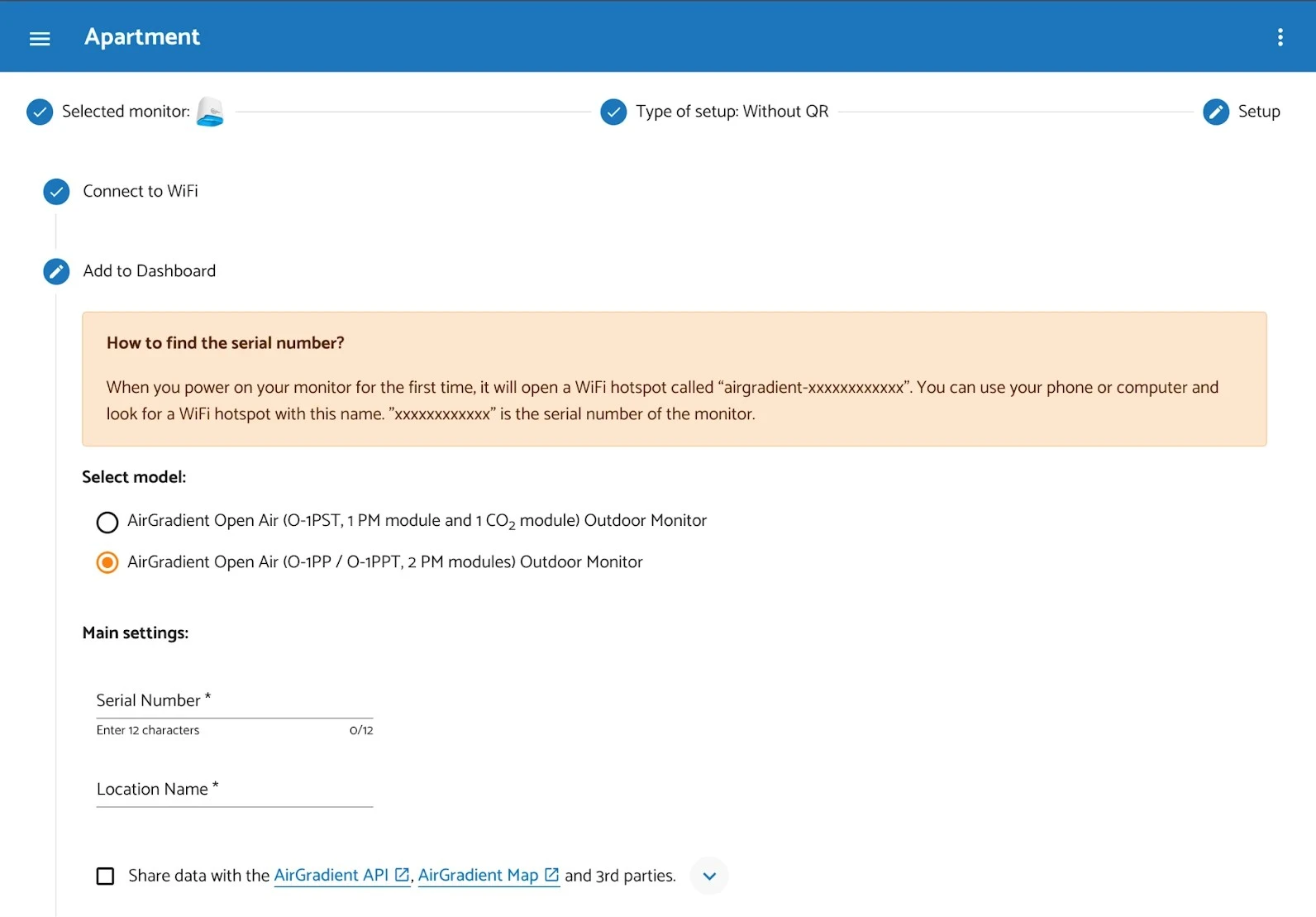 Onboarding page
